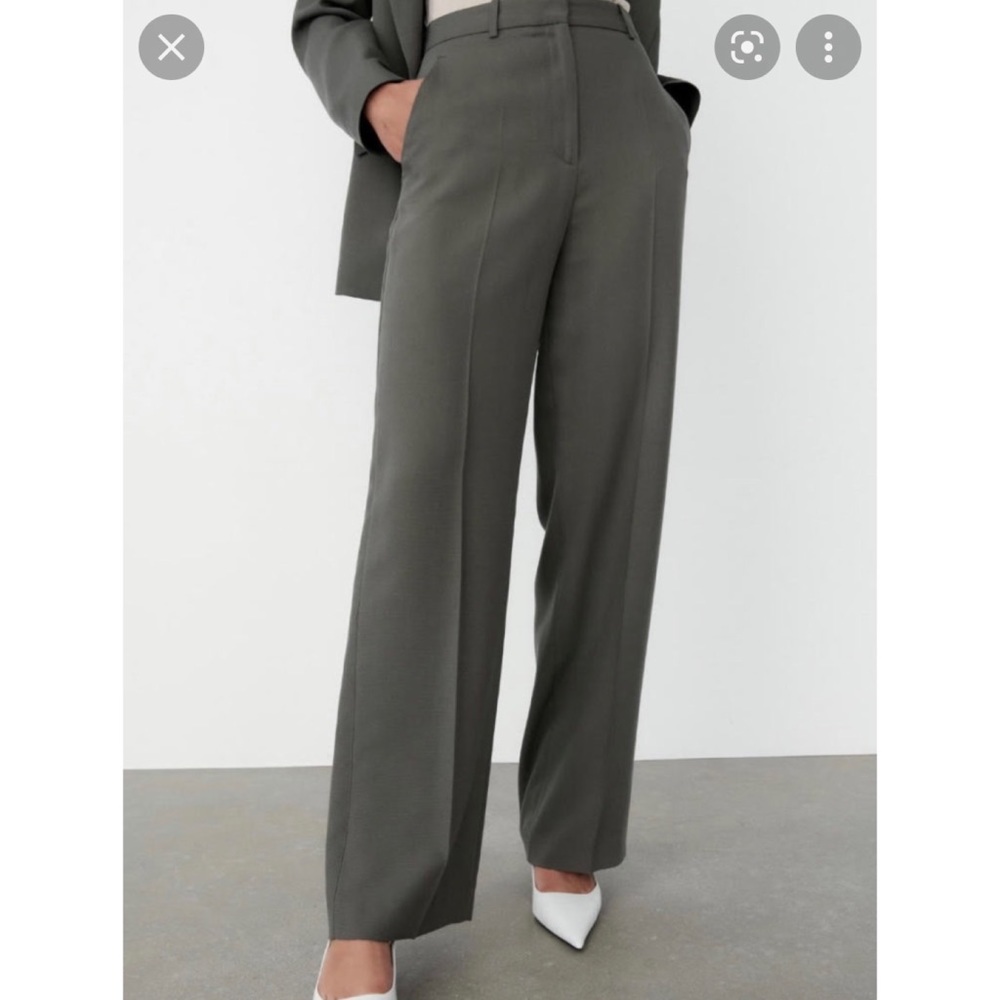 Zara menswear wide leg pants in dark green